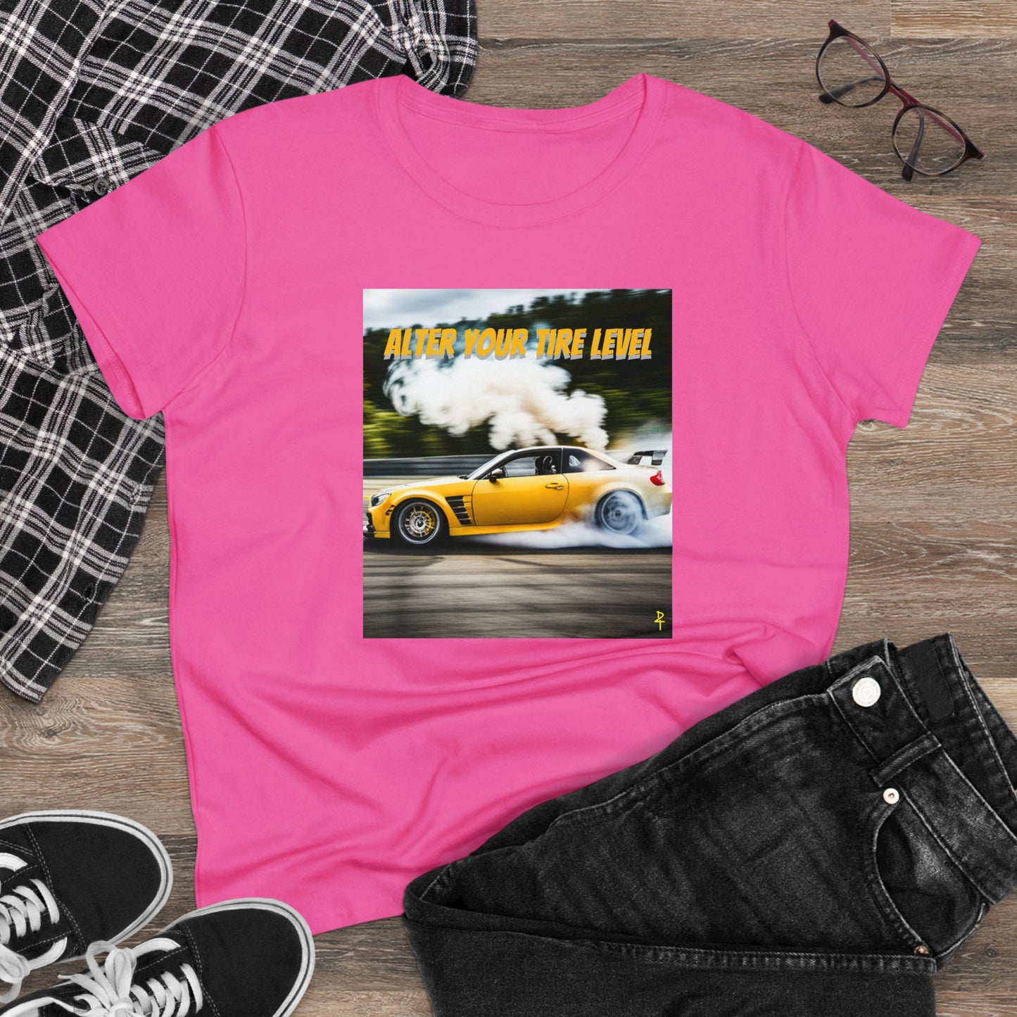 YELLOW ALTER YOUR TIRE LEVEL WOMENS TEE
