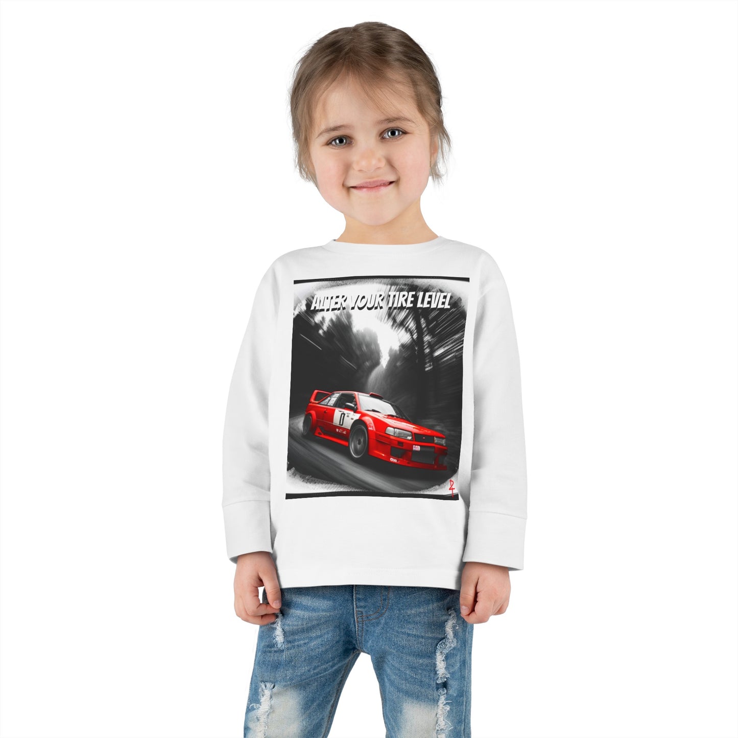 WHITE ALTER YOUR TIRE LEVEL TODDLER LONG SLEEVE LOGOED
